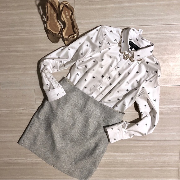 The Limited Dresses & Skirts - The Limited Metallic Grey Pencil Mini Skirt